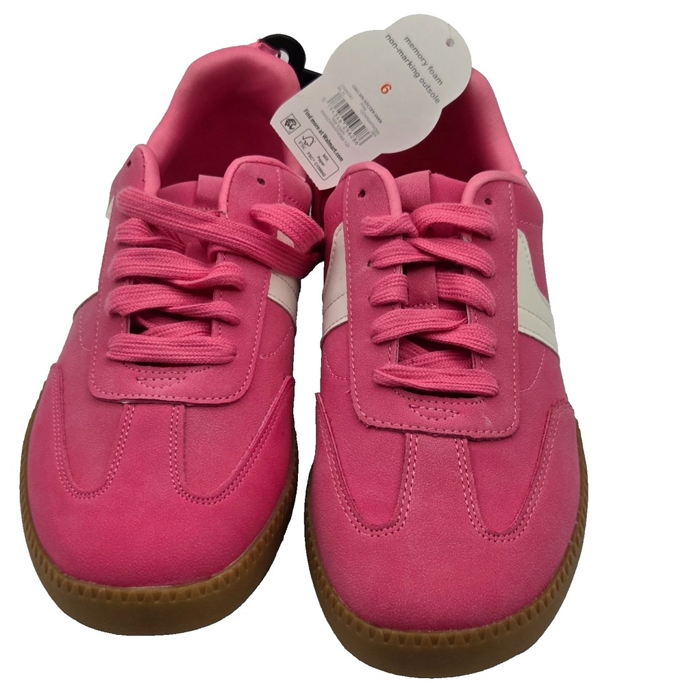 NEW Wonder Nation Girls Sneakers Pink And White Low Top Memory Foam Size 6